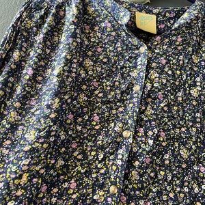 Navy shadow floral blouse